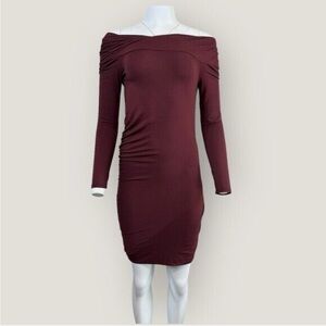 NWOT NWT | Krisa | Off Shoulder Long Sleeve Mini Dress  Burgundy S